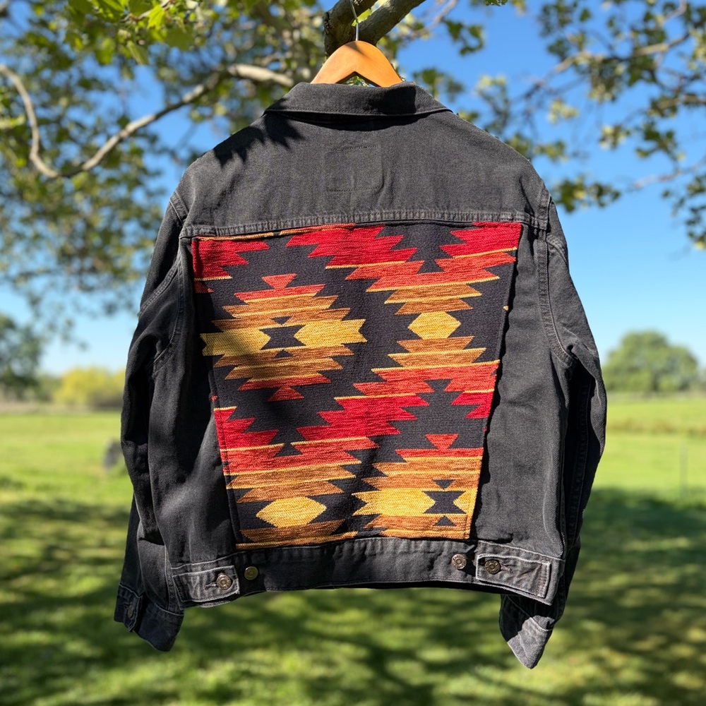 Handmade Western Tribal Black Levi Jacket L